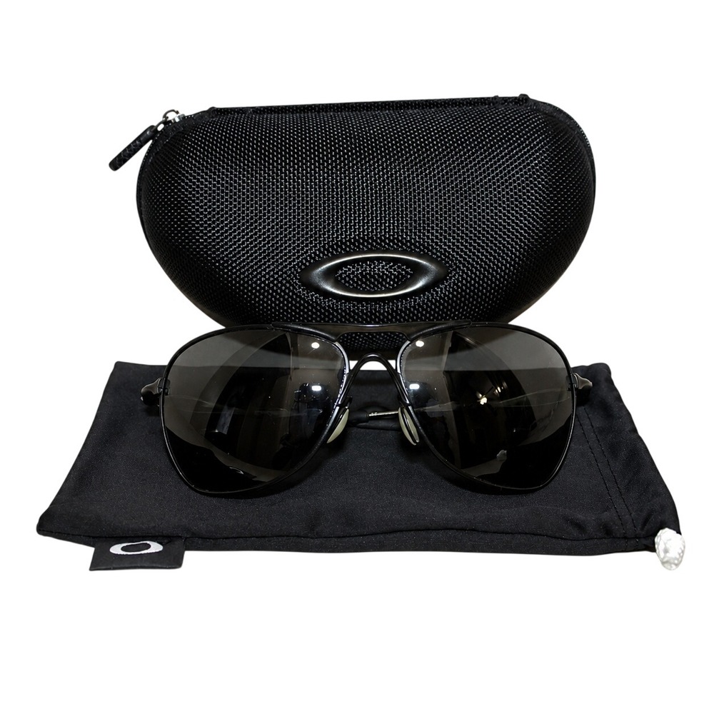 Oakley Titanium Crosshair Aviator Sunglasses Mens Pewter Grey Case Included
